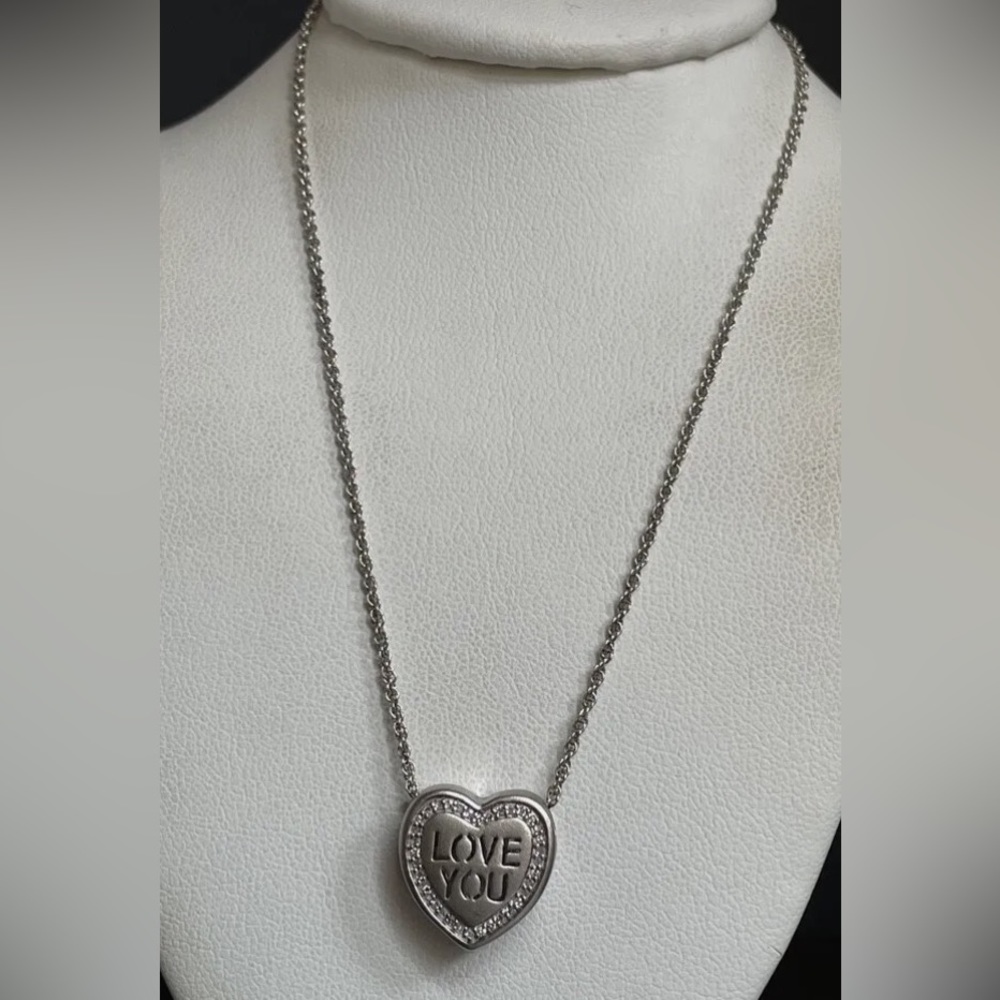 Sterling Silver Diamond Heart Necklace